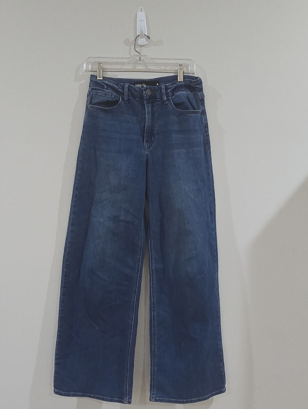 Wide- Leg Blue Denim Jeans  Indigo Six Size  8